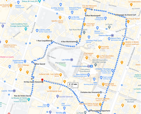 map stroll Paris Halles district neighborhood