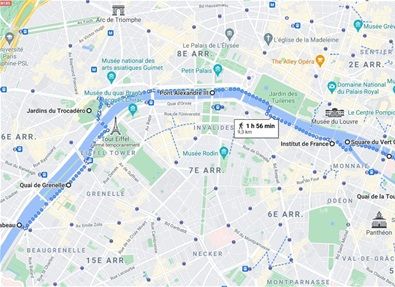 Plan détaillé itinéraire promenade le long de la Seine 