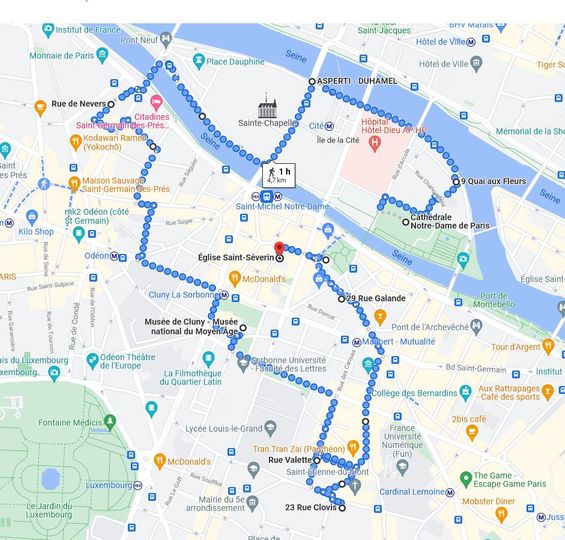 Promenade dans le vieux Paris médiéval rive gauche itinéraire détaillé